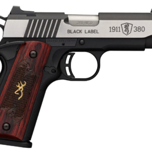 Browning Caliber 380 Automatic Colt Pistol (ACP) Model 1911-380 Series Black Label Medallion Pro Compact Type Pistol Frame Finish Black Action Single Slide Description Black Stainless Steel Capacity 8+1 Case Type ABS Frame Material Polymer/Aluminum Grips Rose