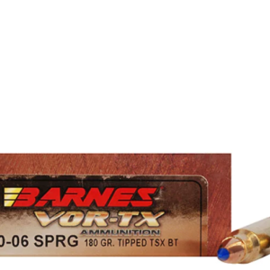 Barnes VOR-TX Ammunition 30-06 Springfield 180 Grain TTSX Polymer Tipped Spitzer Boat Tail Lead-Free Box of 20