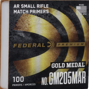 Federal Premium Gold Medal AR Match Grade Small Rifle Primers #GM205MAR Box of 1000 (10 Trays of 100)