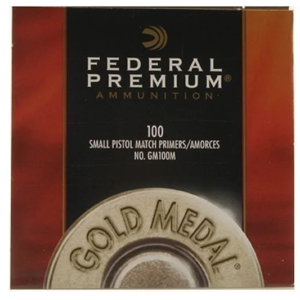 Federal Premium Gold Medal Small Pistol Match Primers #100M Box of 1000 (10 Trays of 100)