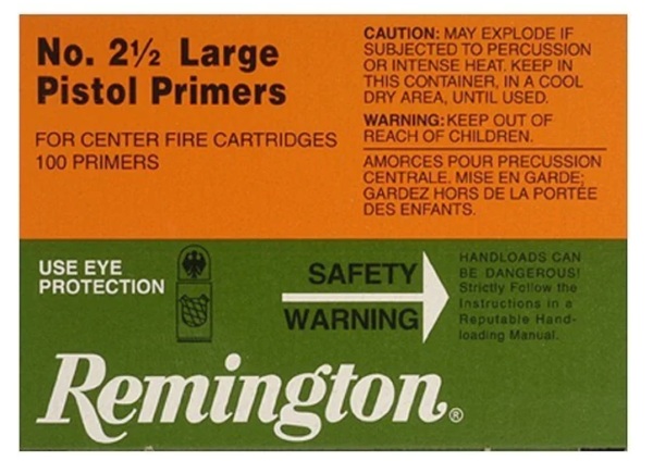 Remington Large Pistol Primers #2-1/2 Box of 1000 (10 Trays of 100)