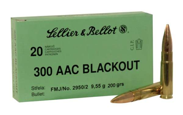 Sellier & Bellot Ammunition 300 AAC Blackout Subsonic 200 Grain Full Metal Jacket