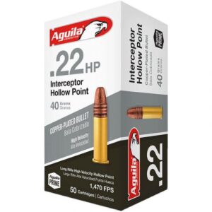 AGUILA INTERCEPTOR .22 LR 40gr Copper Plated Hollow Point 50rd box
