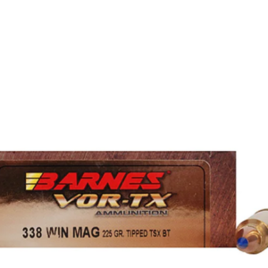 Barnes VOR-TX Ammunition 338 Winchester Magnum 225 Grain TTSX Polymer Tipped Spitzer Boat Tail Lead-Free Box of 20