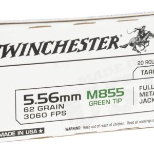 Winchester WM855K USA Green Tip 5.56x45mm NATO 62 gr Full Metal Jacket 20rd box