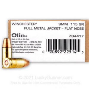 Winchester Ammo 9mm 115gr FMJ-FN 50rd box